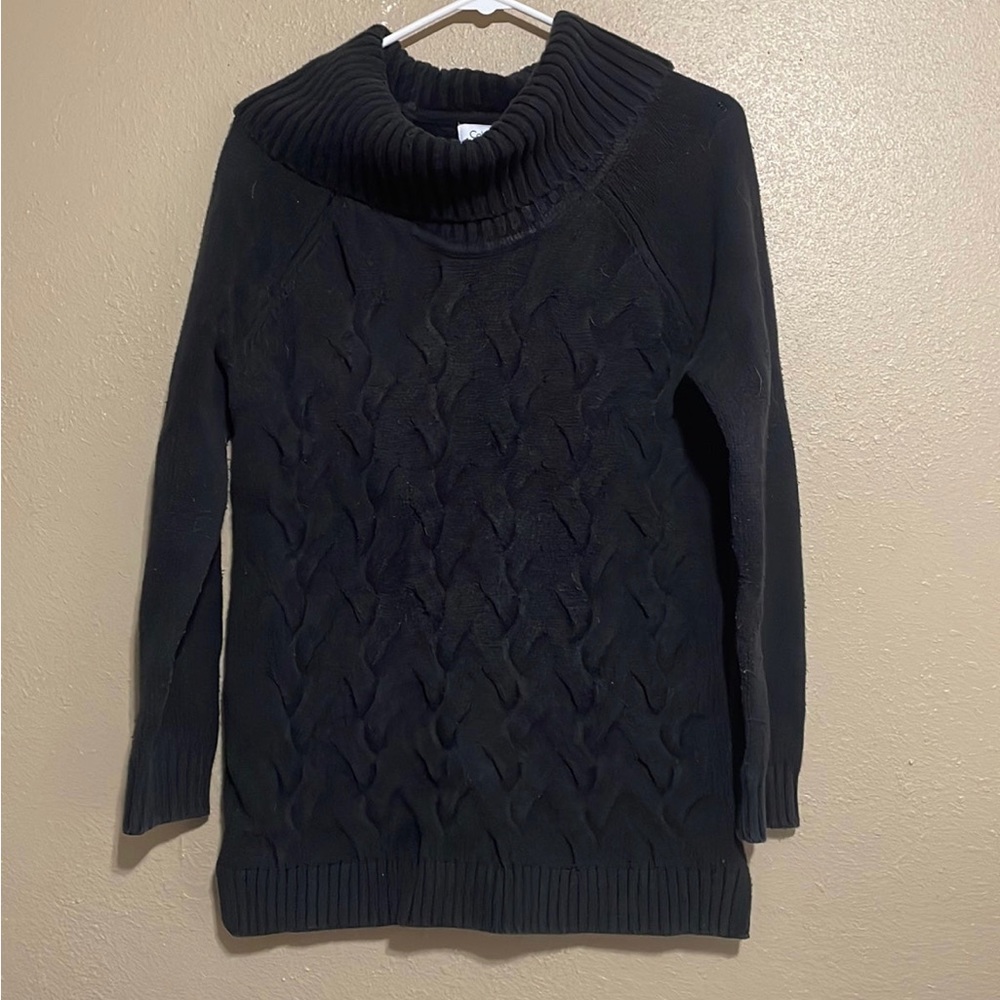 Calvin Klein Black Knit Design Turtleneck Pullover Chuncky Sweater Women’s M
